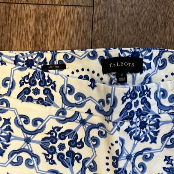 Talbots Heritage cropped pant blue and white size 10 - Picture 2 of 5